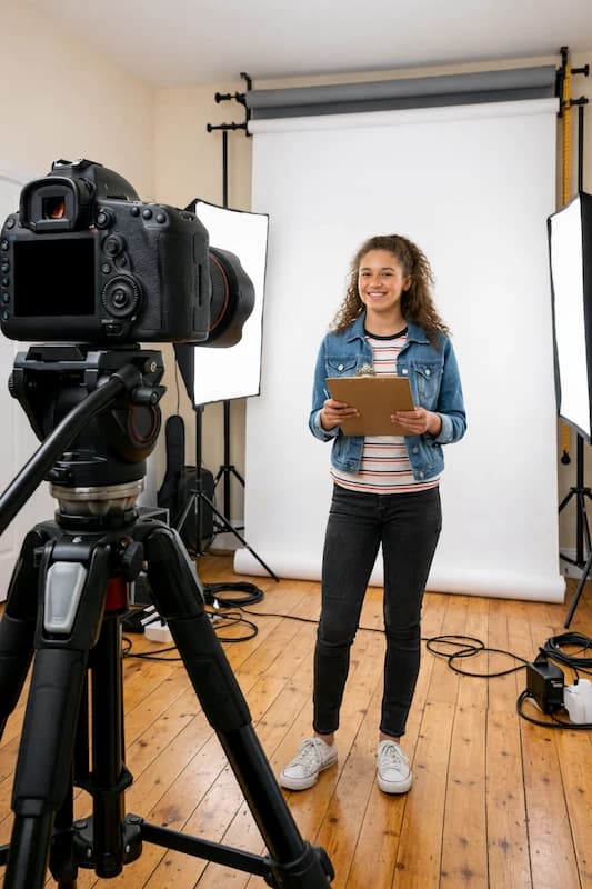 Actor preparing a modern audition setup